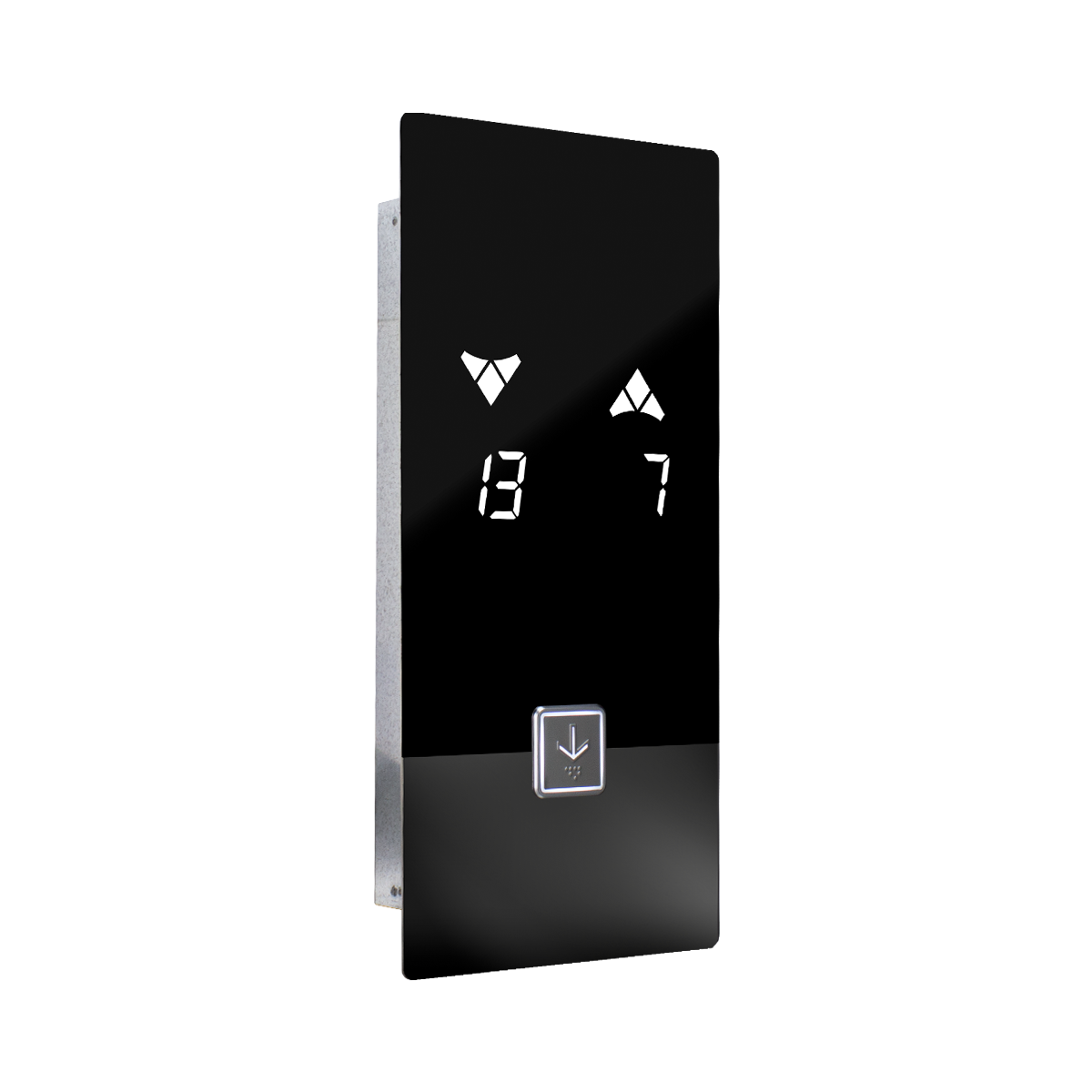 نل شستی دو متری روکار داخل کابین آسانسور با محدود کننده اثر انگشتی و نمایشگر تاچ 7 اینچی رنگی و نشانگر 9 اینچ رنگی - سری CATRINA TFT TOUCH - شرکت نوین کیا تک